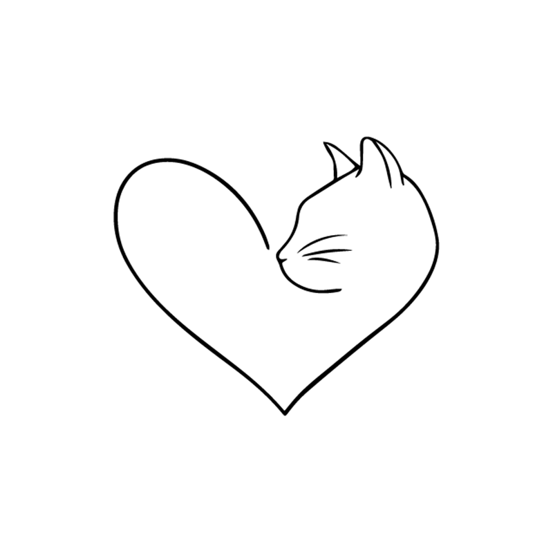 קעקוע לב עם חתול